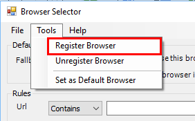 Register Browser Menu